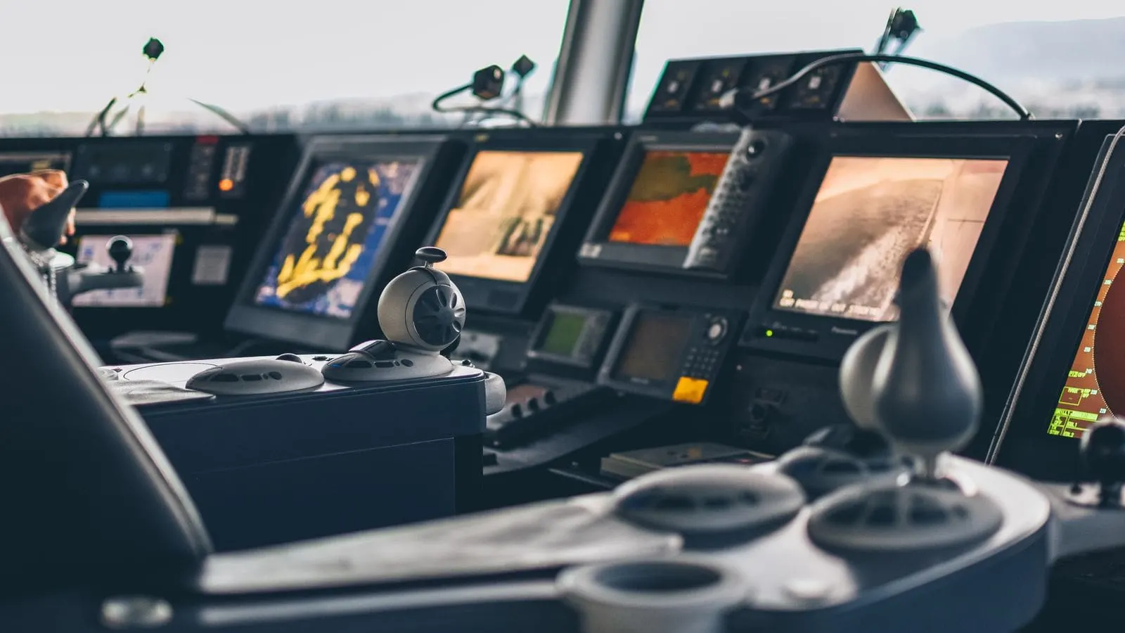 Ship's bridge navigation console — technical oversight for Davion Marine ship management